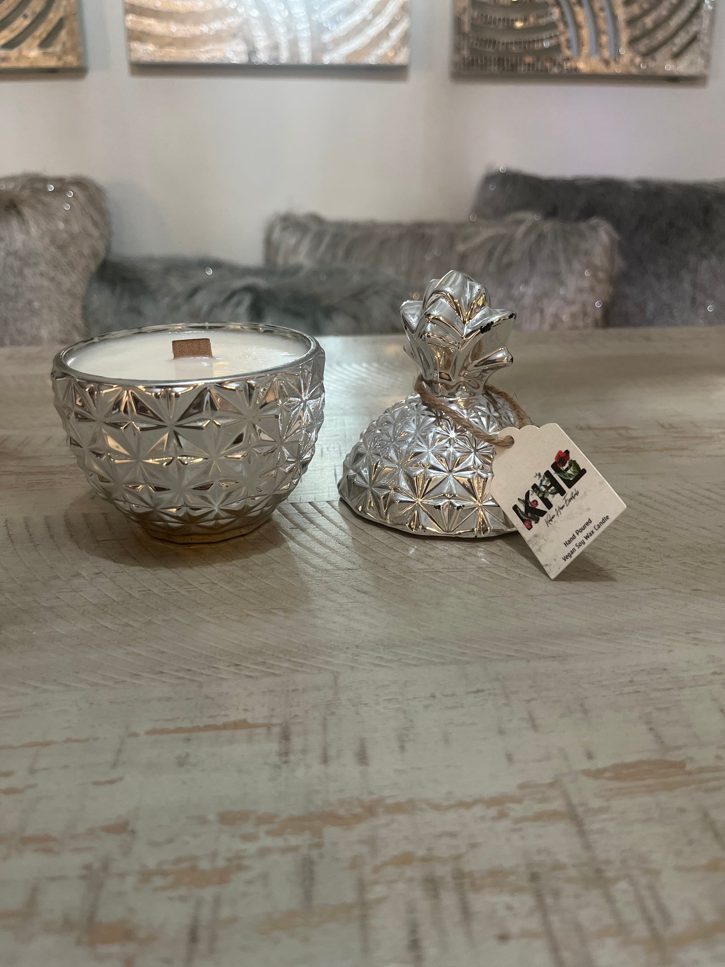 Silver Piña Candle