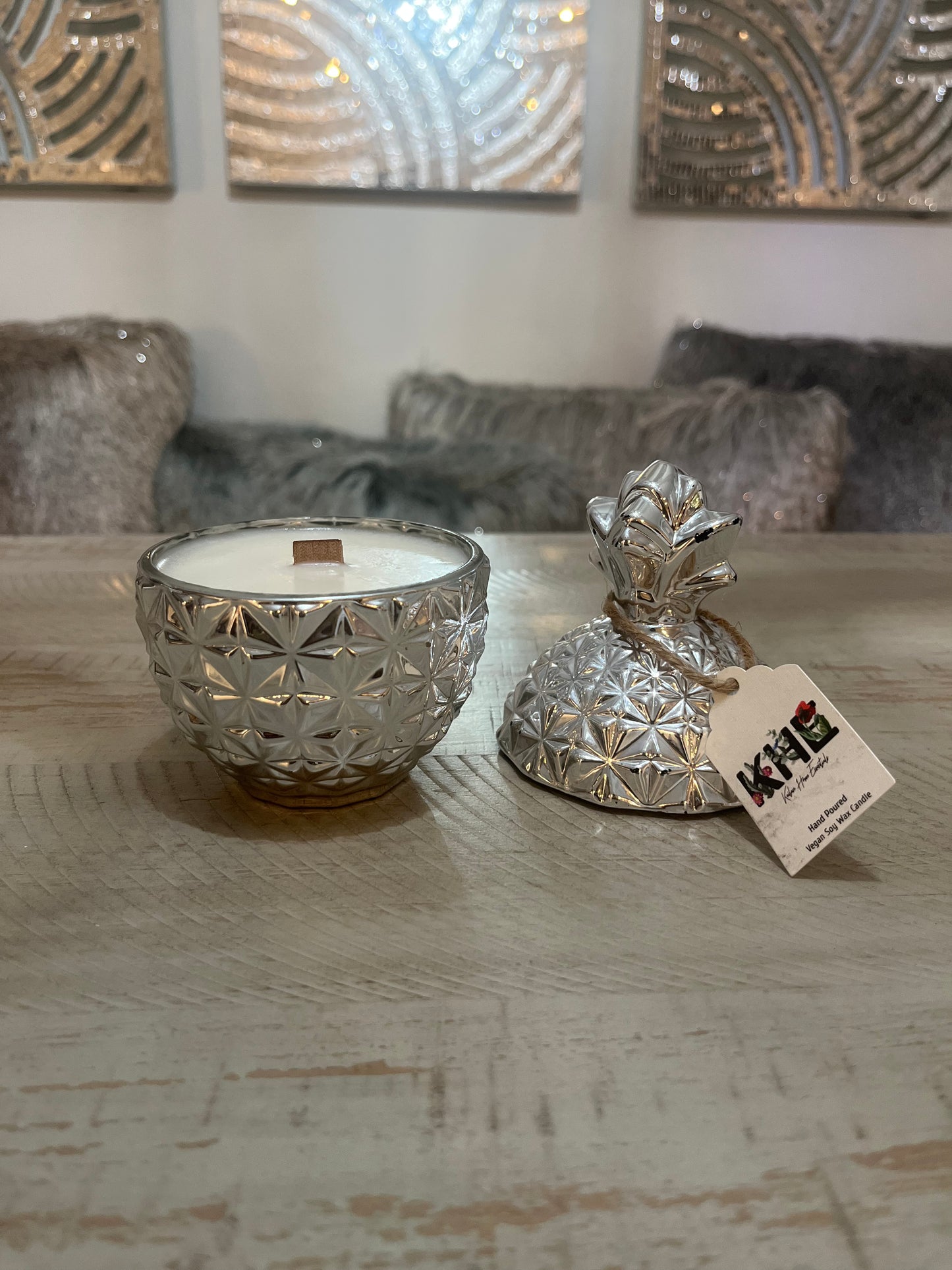 Silver Piña Candle