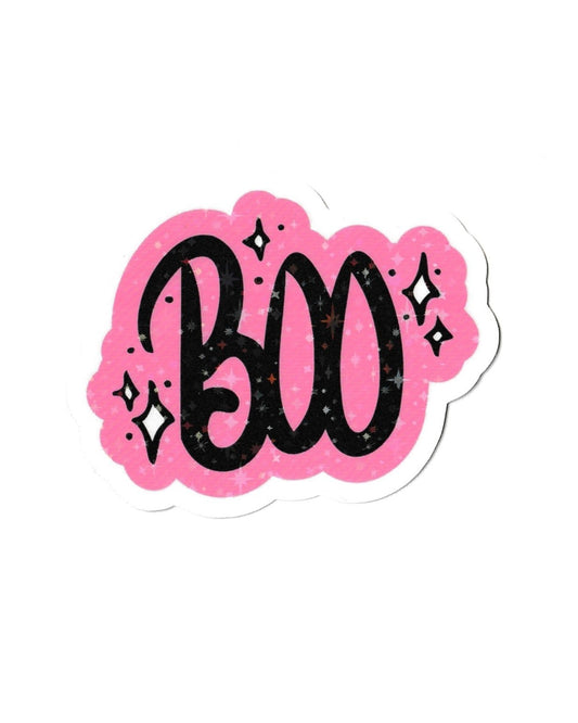 Holographic Pink “Boo” Sticker